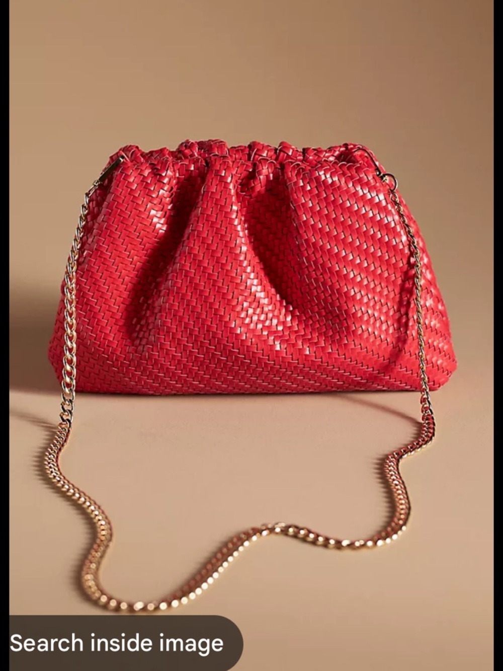 Anthropologie The Frankie faux leather Red Woven Clutch with Chain